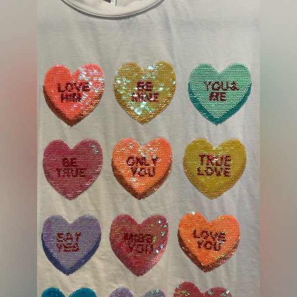 Queen of Sparkles Sequin Conversation Hearts Tee Small - Picture 4 of 8